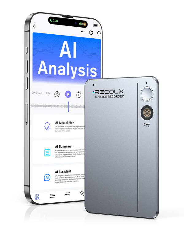 EulerSmart AI Voice Recorder, App Control, AI Analysis & Summarize for for Lectures, Meetings, Calls, 64GB Memory