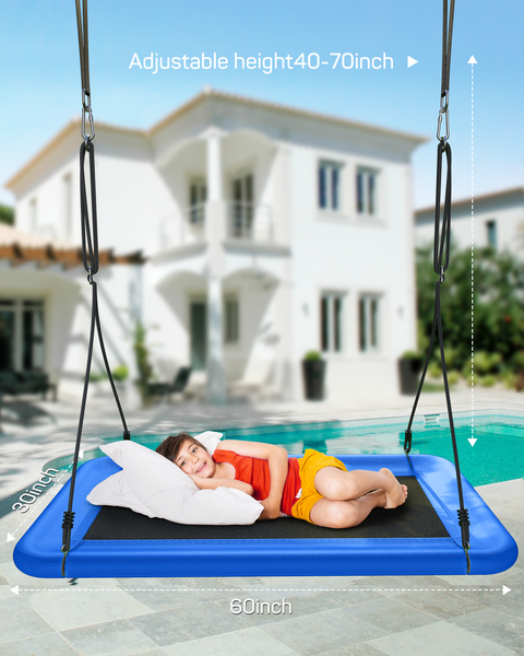 Blue 60-Inch Rectangle Platform Swing Replacement Fabric - 700lb Capacity With Handles