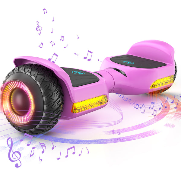 MIHOVER 6.5" Kids Self Balancing All-Terrain Self-Balancing Scooter-UL 2272 Certified,LED Lights,Bluetooth Speaker,7.75mph,Max Load 176 lbs-Black