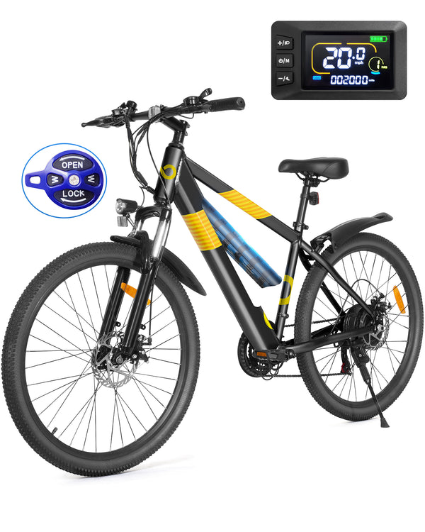 MIHOVER 26" Electric Bike for Adults, Peak 750W Motor with aluminum Frame, 48V Hidden Removable Battery with Shimano 21 Speed City Commuter Bike for Man Woman - UL2849