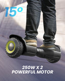MIHOVER 6.5" Kids Self Balancing All-Terrain Self-Balancing Scooter-UL 2272 Certified,LED Lights,Bluetooth Speaker,7.75mph,Max Load 176 lbs-Black