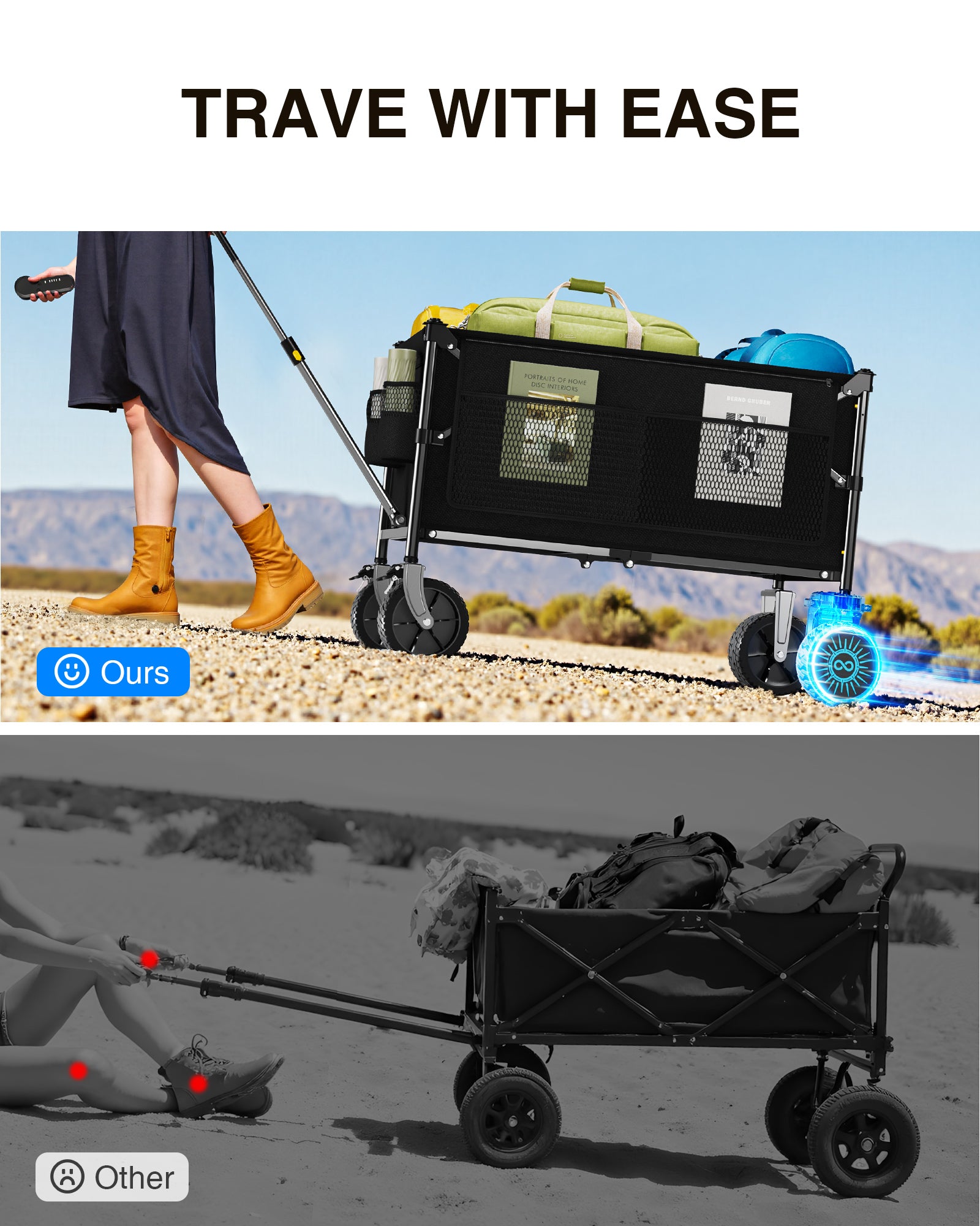KEESTP Electric Utility Wagon, 300W Motor,Foldable Cart with All Terrain Wheel for Camping/Gardening/Shopping