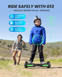MIHOVER 6.5" Kids Self Balancing All-Terrain Self-Balancing Scooter-UL 2272 Certified,LED Lights,Bluetooth Speaker,7.75mph,Max Load 176 lbs-Black