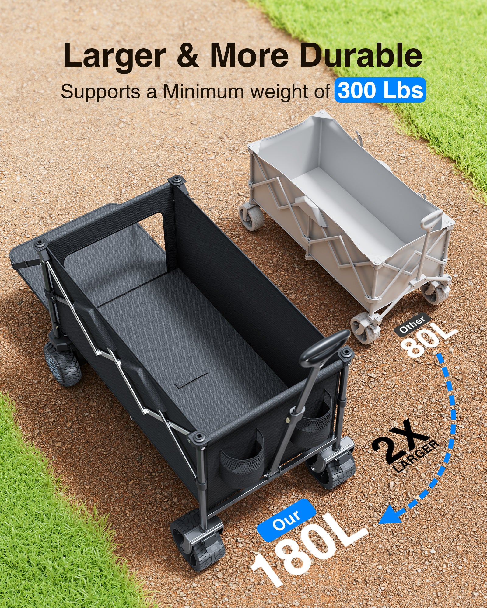 KEESTP Electric Utility Wagon, 300W Motor,Foldable Cart with All Terrain Wheel for Camping/Gardening/Shopping