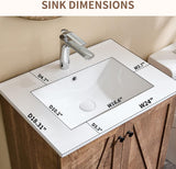 Athletgo 24" Farmhouse Bathroom Vanity with Sink, Bathroom Dresser with Large Storage Drawer