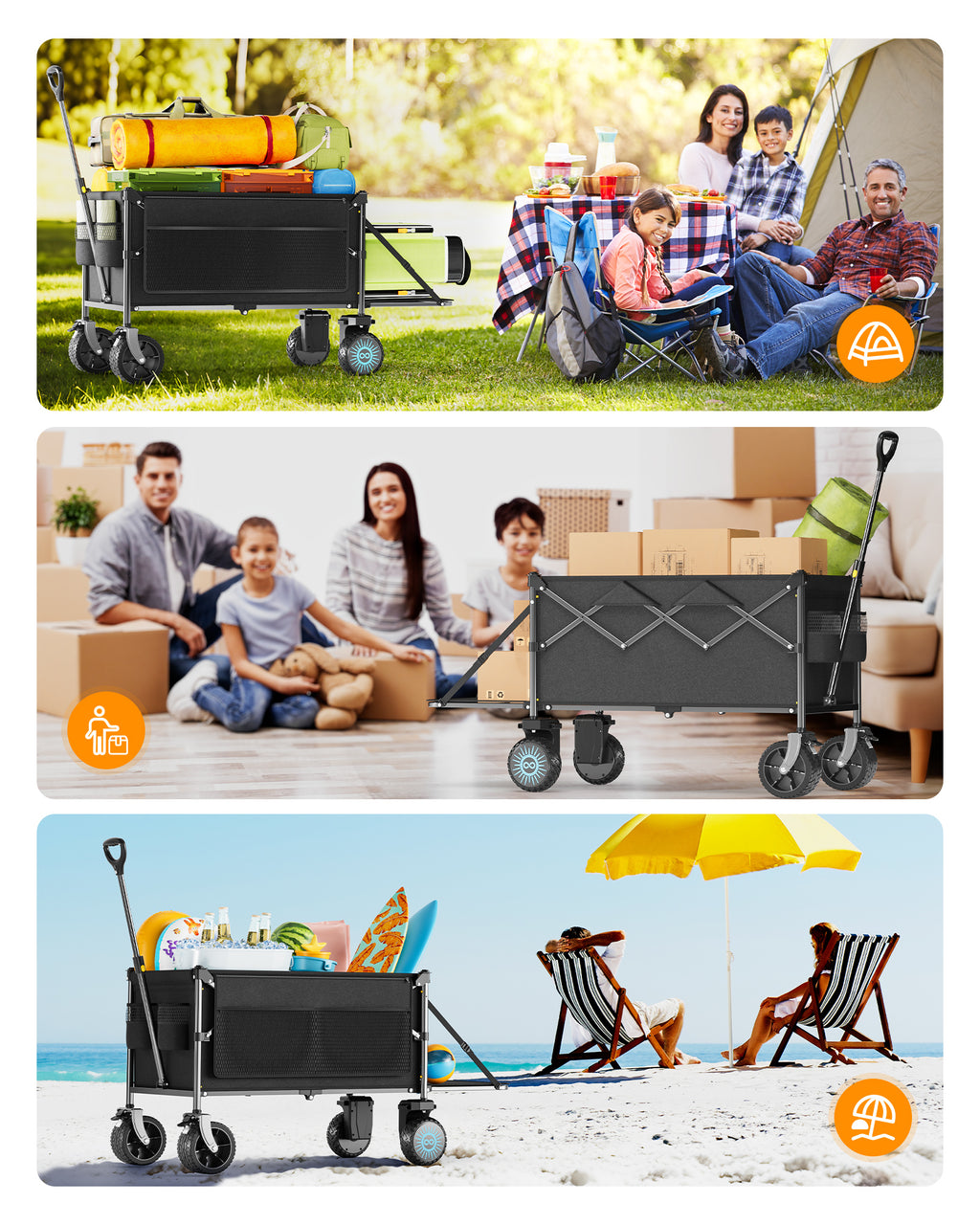 KEESTP Electric Utility Wagon, 2*300W Motor Drive, 6.5" All Terrain Wheel, Foldable Wagon, For Camping/Gardening/Shopping