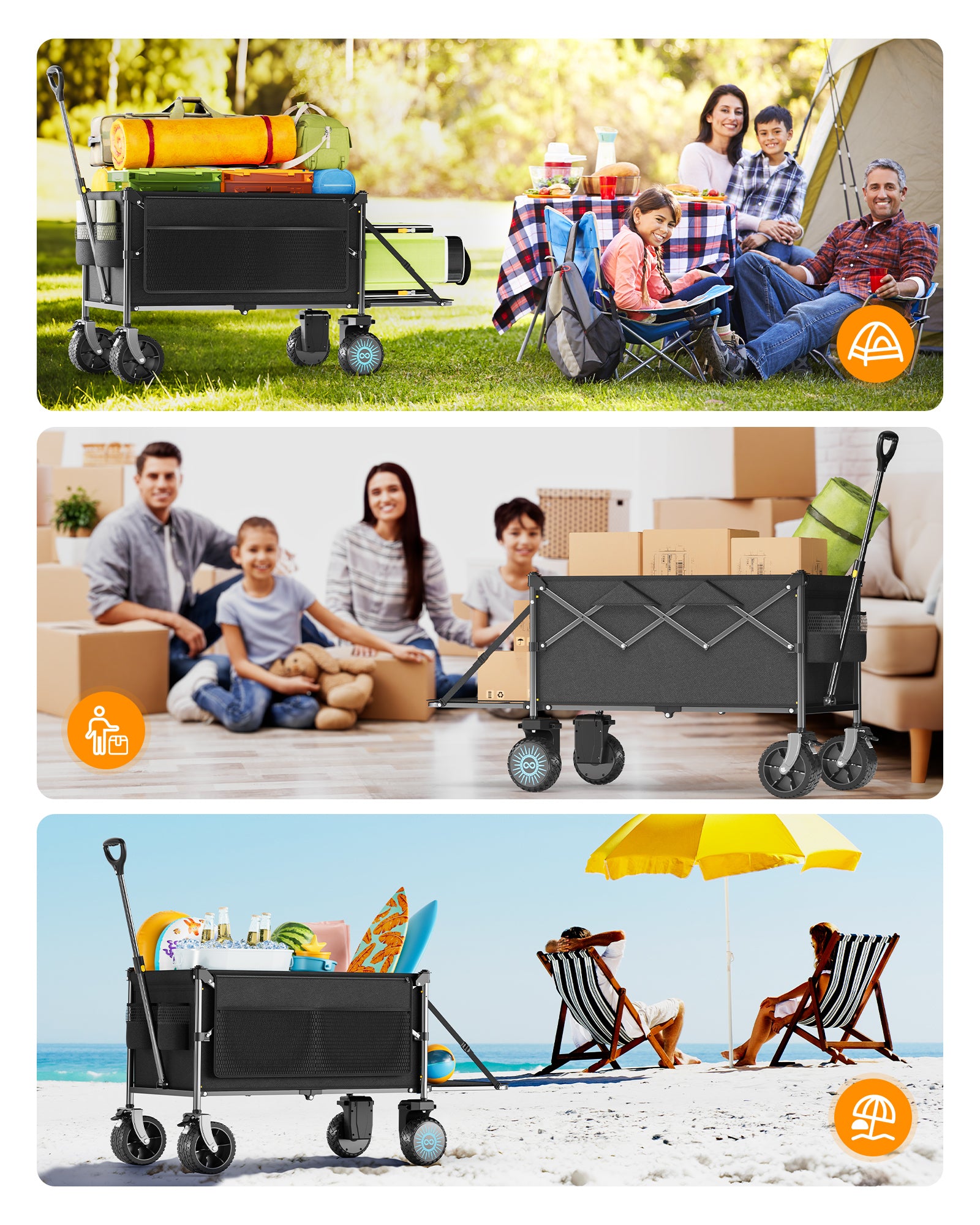 KEESTP Electric Utility Wagon, 2*300W Motor Drive, 6.5" All Terrain Wheel, Foldable Wagon, For Camping/Gardening/Shopping