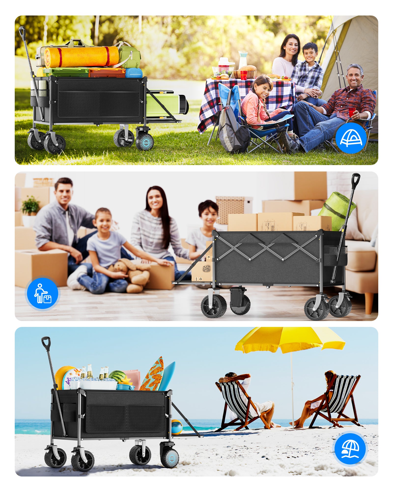 KEESTP Electric Utility Wagon, 300W Motor,Foldable Cart with All Terrain Wheel for Camping/Gardening/Shopping