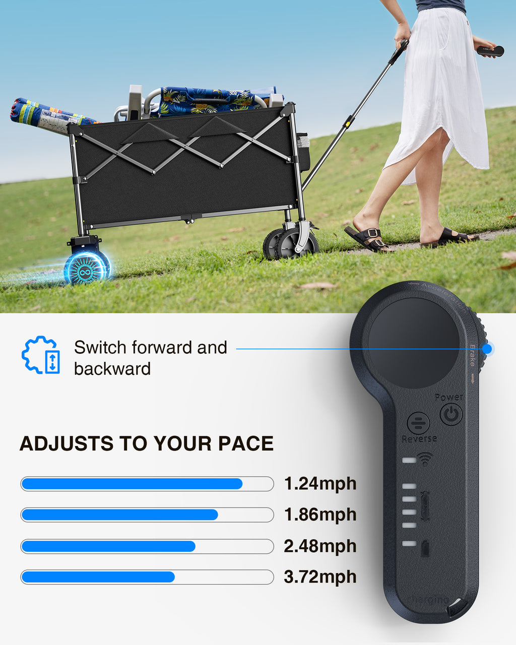 KEESTP Electric Utility Wagon, 300W Motor,Foldable Cart with All Terrain Wheel for Camping/Gardening/Shopping
