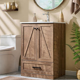 Athletgo 24" Farmhouse Bathroom Vanity with Sink, Bathroom Dresser with Large Storage Drawer