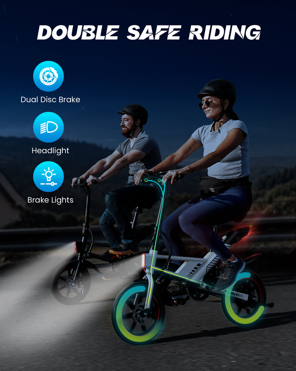 MIHOVERC3 Electric Bike 450W with 14" Tires, up to 38 Miles 18.6MPH