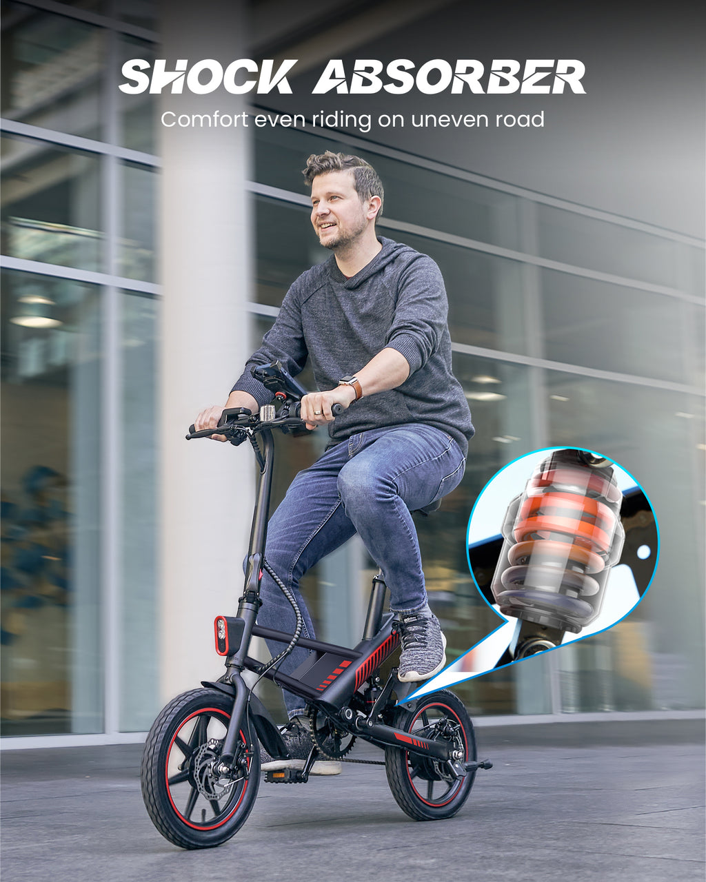 MIHOVERC3 Electric Bike 450W with 14" Tires, up to 38 Miles 18.6MPH