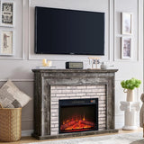 45" Hidden Flip Top Electric Fireplace TV Stand Adjustable Flame & Remote, Heater for Living Room