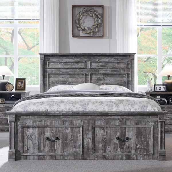 Full Size Bed Frame with 51" Tall Headboard, 20" Roman Footboard, 2 Large Storage Drawers, No Box Spring Needed