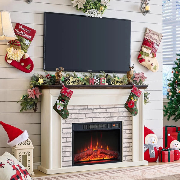 45" Hidden Flip Top Electric Fireplace TV Stand Adjustable Flame & Remote, Heater for Living Room