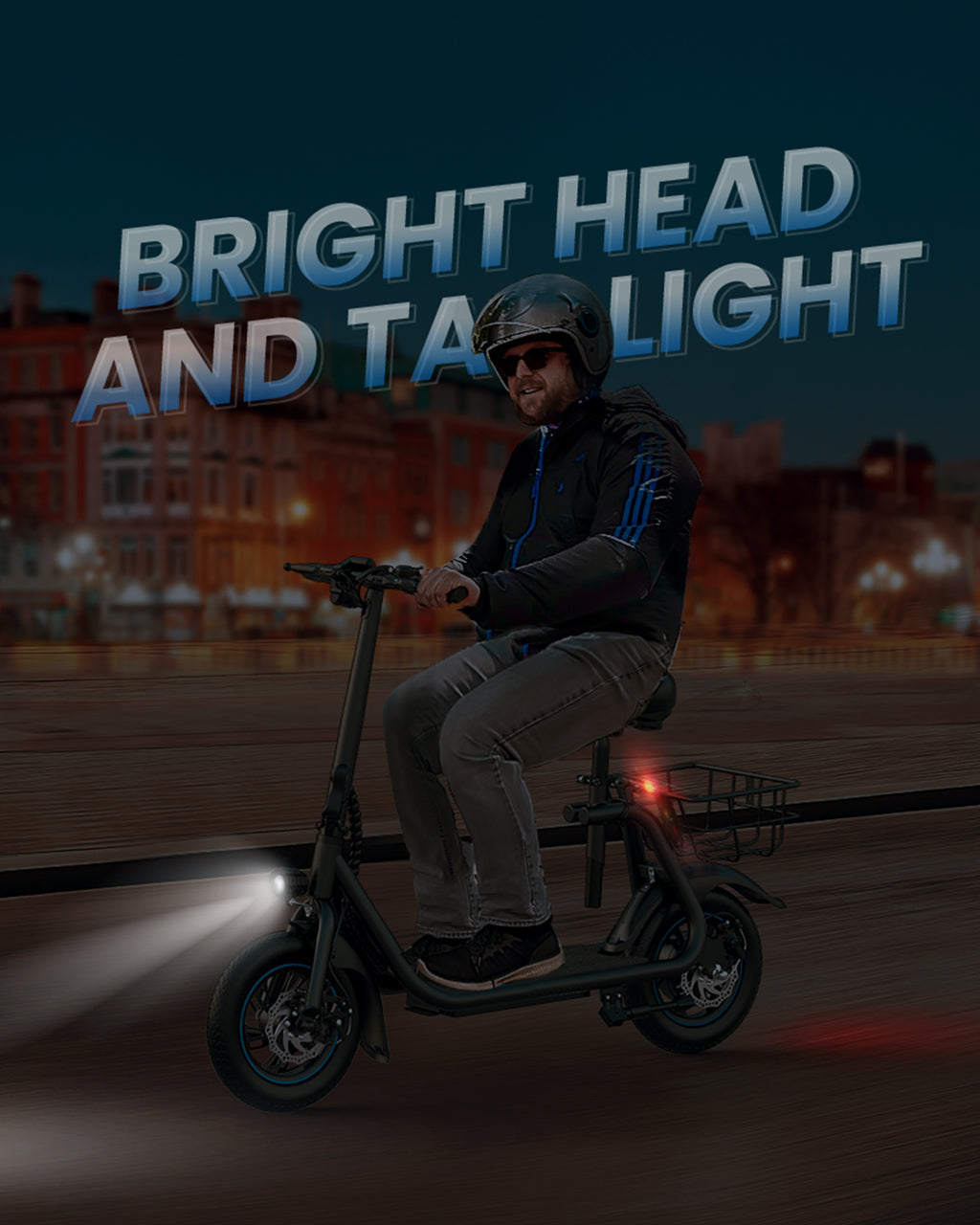 MIHOVER 450W Electric Scooter with Seat for Adult, 12 inch Commuter Electric Scooter with Basket and Adjustable Seat- up to 21 Miles 15.5MPH