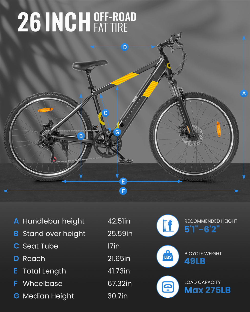 MIHOVER EB262 Electric Bike with 26" Tires-UL284, 20 Mph