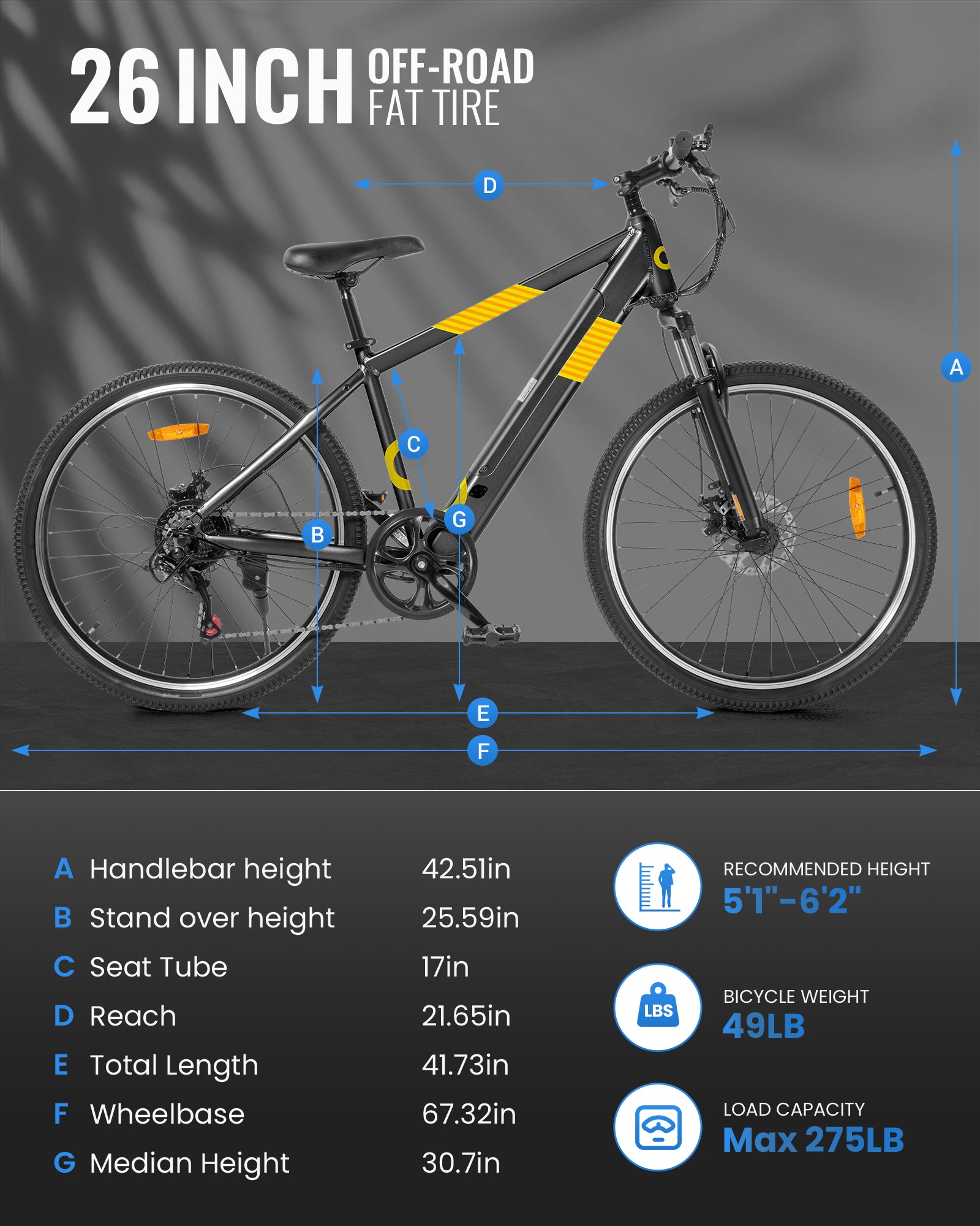 MIHOVER EB262 Electric Bike with 26" Tires-UL284, 20 Mph